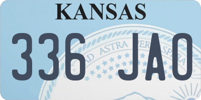 KS license plate 336JAO