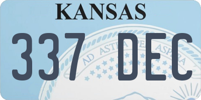 KS license plate 337DEC