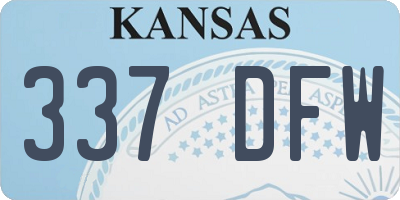 KS license plate 337DFW