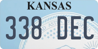 KS license plate 338DEC