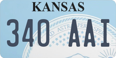 KS license plate 340AAI