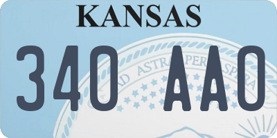 KS license plate 340AAO