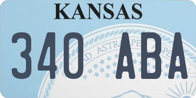 KS license plate 340ABA