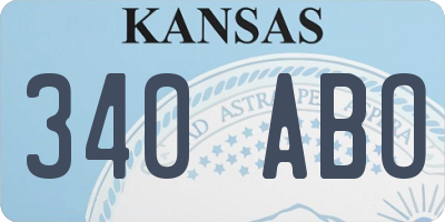 KS license plate 340ABO
