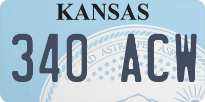 KS license plate 340ACW