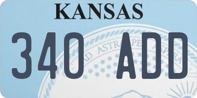 KS license plate 340ADD