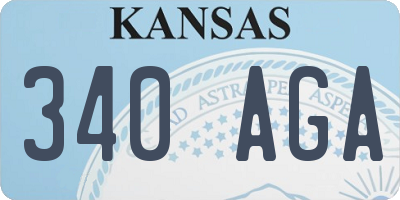 KS license plate 340AGA