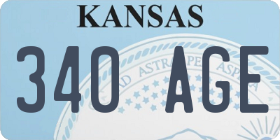 KS license plate 340AGE