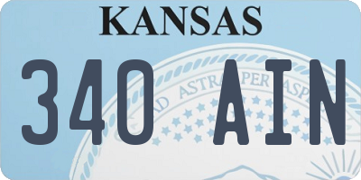 KS license plate 340AIN