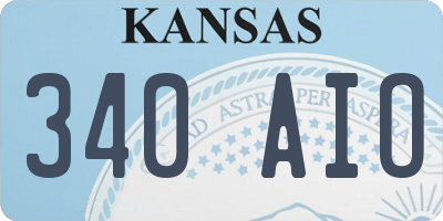 KS license plate 340AIO