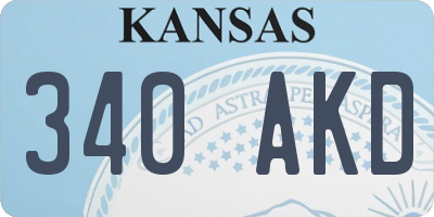 KS license plate 340AKD