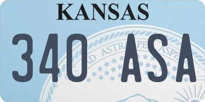 KS license plate 340ASA
