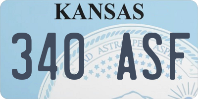 KS license plate 340ASF
