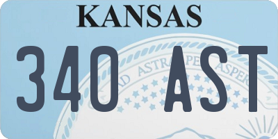 KS license plate 340AST