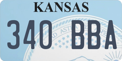 KS license plate 340BBA