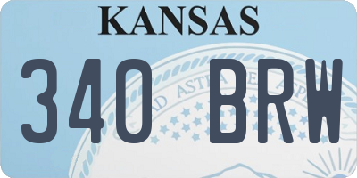 KS license plate 340BRW