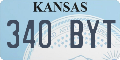 KS license plate 340BYT