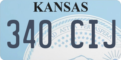 KS license plate 340CIJ