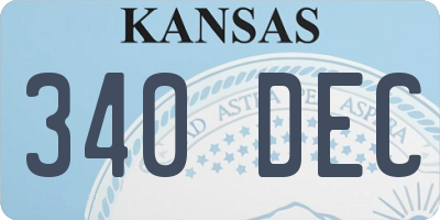 KS license plate 340DEC