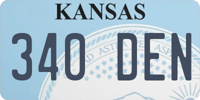 KS license plate 340DEN