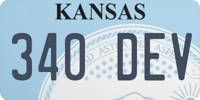 KS license plate 340DEV