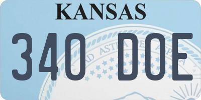 KS license plate 340DOE