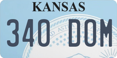 KS license plate 340DOM