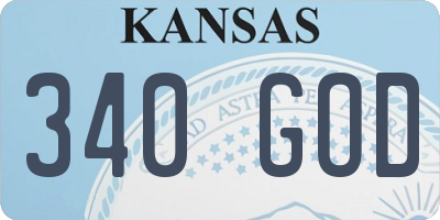 KS license plate 340GOD