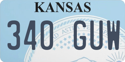 KS license plate 340GUW