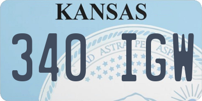 KS license plate 340IGW