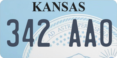 KS license plate 342AAO