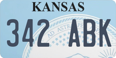 KS license plate 342ABK