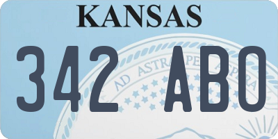 KS license plate 342ABO