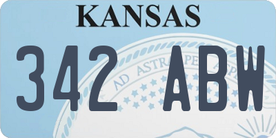 KS license plate 342ABW