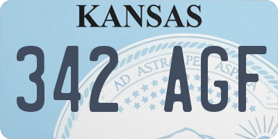 KS license plate 342AGF