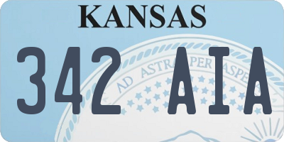 KS license plate 342AIA