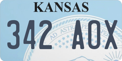 KS license plate 342AOX