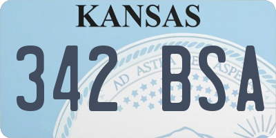 KS license plate 342BSA