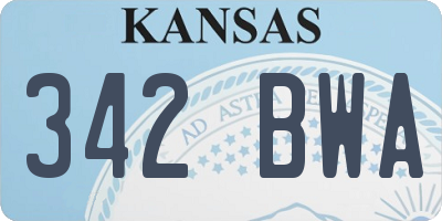 KS license plate 342BWA