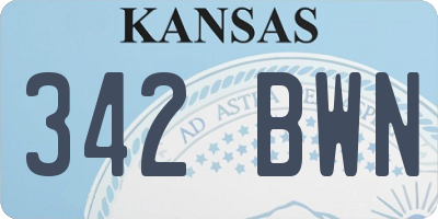 KS license plate 342BWN