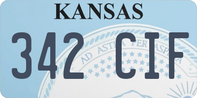 KS license plate 342CIF
