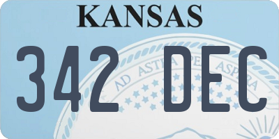 KS license plate 342DEC