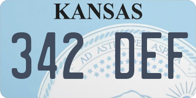 KS license plate 342DEF