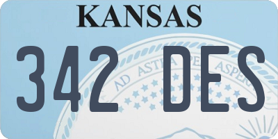 KS license plate 342DES