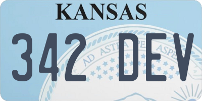KS license plate 342DEV