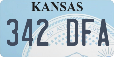 KS license plate 342DFA
