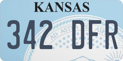 KS license plate 342DFR