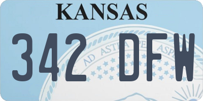 KS license plate 342DFW