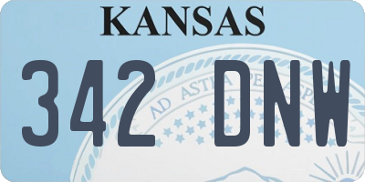 KS license plate 342DNW