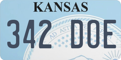 KS license plate 342DOE